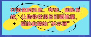 打造你的引流、转化、团队系统,让你收获很多引爆流量、翻倍业绩的“杀手锏”-赚钱驿站