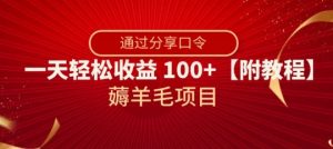 薅羊毛项目,靠分享口令,一天轻松收益100+【附教程】【揭秘】-赚钱驿站