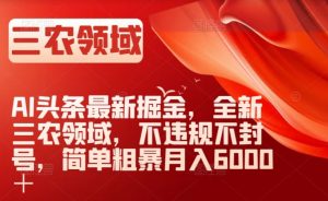AI头条最新掘金,全新三农领域,不违规不封号,简单粗暴月入6000+【揭秘】-赚钱驿站