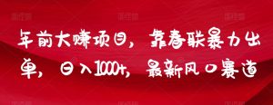 年前大赚项目,靠春联暴力出单,日入1000+,最新风口赛道【揭秘】-赚钱驿站