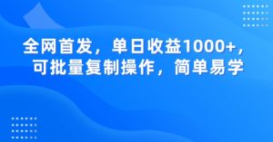 全网首发，单日收益1000+，可批量复制操作，简单易学【揭秘】-赚钱驿站