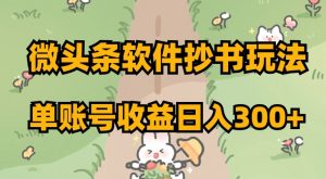 微头条软件抄书玩法，单账号收益日入300+【揭秘】-赚钱驿站