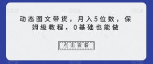 动态图文带货,月入5位数,保姆级教程,0基础也能做【揭秘】-赚钱驿站