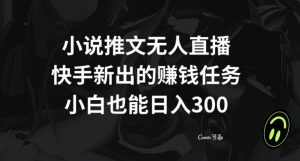 小说推文无人直播，快手新出的赚钱任务，小白也能日入300+【揭秘】-赚钱驿站