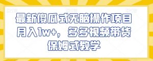 最新傻瓜式无脑操作项目月入1w+,多多视频带货保姆式教学【揭秘】-赚钱驿站