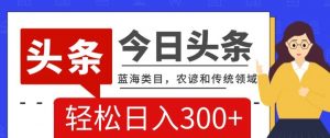 AI头条传统和农谚领域,蓝海类目,搬运+AI优化,轻松日入300+【揭秘】-赚钱驿站