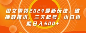 图文带货2024最新玩法，破播放技术，三天起号，小白也能日入500+【揭秘】-赚钱驿站