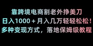 靠跨境电商割老外挣美刀,日入1000+月入几万轻轻松松!多种变现方式,落地保姆级教程【揭秘】-赚钱驿站