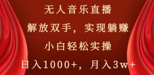 无人音乐直播,解放双手,实现躺赚,小白轻松实操,日入1000+,月入3w+【揭秘】-赚钱驿站
