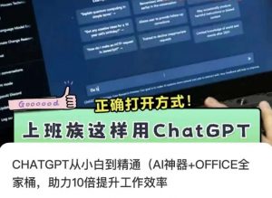 CHATGPT从小白到精通,AI神器+OFFICE全家桶,助力10倍提升工作效率-赚钱驿站