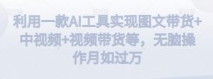 利用一款AI工具实现图文带货+中视频+视频带货等,无脑操作月如过万【揭秘】-赚钱驿站