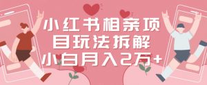 小红书相亲项目玩法拆解,有人通过这个副业项目做到了月收入2万多【揭秘】-赚钱驿站