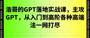 浩哥的GPT落地实战课,主攻GPT,从入门到高阶各种高端法一网打尽-赚钱驿站
