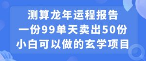小白可做的玄学项目,出售”龙年运程报告”一份99元单日卖出100份利润9900元,0成本投入【揭秘】-赚钱驿站