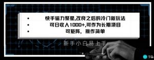 快手磁力聚星改良新玩法,可日收入1000+,矩阵操作简单,收益可观【揭秘】-赚钱驿站