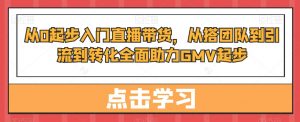 从0起步入门直播带货,从搭团队到引流到转化全面助力GMV起步-赚钱驿站