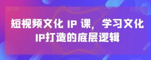短视频文化IP课,学习文化IP打造的底层逻辑-赚钱驿站