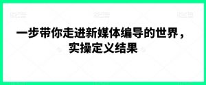 一步带你走进新媒体编导的世界,实操定义结果-赚钱驿站