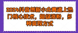 2024抖音创新小众赛道上热门核心技术,超级涨粉,多种变现方式【揭秘】-赚钱驿站