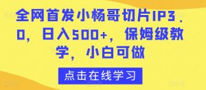 全网首发小杨哥切片IP3.0,日入500+,保姆级教学,小白可做【揭秘】-赚钱驿站