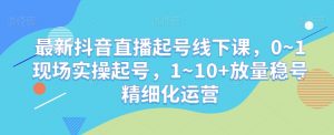 最新抖音直播起号线下课,0~1现场实操起号,1~10+放量稳号精细化运营-赚钱驿站