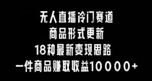 无人直播冷门赛道,商品形式更新,18种变现思路,一件商品赚取收益10000+【揭秘】-赚钱驿站
