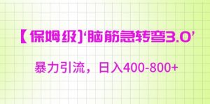 保姆级脑筋急转弯3.0,暴力引流,日入400-800+【揭秘】-赚钱驿站