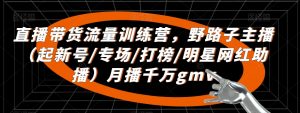 直播带货流量训练营,野路子主播(起新号/专场/打榜/明星网红助播)月播千万gmv-赚钱驿站