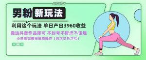 男粉新玩法小白一天也能有3960的收益,不违规不封号不限流,操作当天就能出单【揭秘】-赚钱驿站