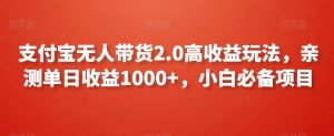 支付宝无人带货2.0高收益玩法,亲测单日收益1000+,小白必备项目【揭秘】-赚钱驿站