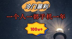 暴利冷门赛道,一单268,一个人一部手机一年100w【揭秘】-赚钱驿站