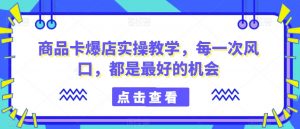 商品卡爆店实操教学,每一次风口,都是最好的机会-赚钱驿站