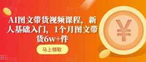 AI图文带货视频课程,新人基础入门,1个月图文带货6w+件-赚钱驿站