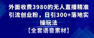 外面收费3980的无人直播精准引流创业粉,日引300+落地实操玩法【全套语音素材】【揭秘】-赚钱驿站
