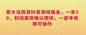 靠大话西游抖音游戏撸金,一单30,利润高到难以把持,一部手机即可操作,日入3000+【揭秘】-赚钱驿站