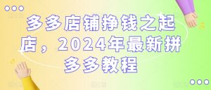 多多店铺挣钱之起店,2024年最新拼多多教程-赚钱驿站