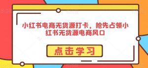 小红书电商无货源打卡,抢先占领小红书无货源电商风口-赚钱驿站