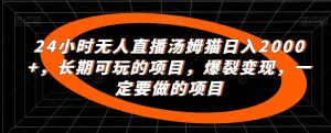 24小时无人直播汤姆猫日入2000+,长期可玩的项目,爆裂变现,一定要做的项目【揭秘】-赚钱驿站