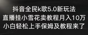 抖音全民k歌5.0新玩法,直播挂小雪花卖教程月入10万,小白轻松上手,保姆及教程来了【揭秘】-赚钱驿站