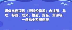 闲鱼电商项目(玩转价格差)含注册、养号、标题、成交、售后、选品、货源等,一条龙全系统教程-赚钱驿站