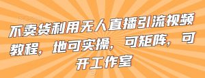 不卖货利用无人直播引流视频教程,地可实操,可矩阵,可开工作室【揭秘】-赚钱驿站