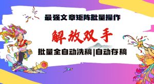 最强文章矩阵批量管理,自动洗稿,自动存稿,月入过万轻轻松松【揭秘】-赚钱驿站