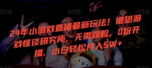 24年小游戏直播最新玩法!微恐游戏怪谈研究所,无需露脸,0粉开播,小白轻松月入5W+【揭秘】-赚钱驿站