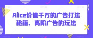 Alice价值千万的广告打法秘籍,高阶广告的玩法-赚钱驿站
