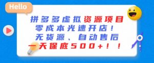 最新拼多多虚拟资源项目,零成本光速开店,无货源、自动回复,一天保底500+【揭秘】-赚钱驿站