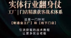 打响实体翻行业身仗,工厂|门店精准获客战术体系-赚钱驿站