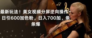 最新玩法!美女视频分屏逆向操作~日引600加色粉,日入700加,条条爆【揭秘】-赚钱驿站