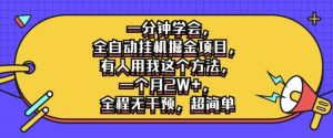 一分钟学会,全自动挂机掘金项目,有人用我这个方法,一个月2W+,全程无干预,超简单【揭秘】-赚钱驿站