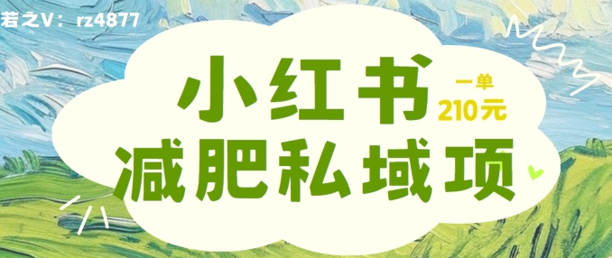 小红书减肥粉，私域变现项目，一单就达210元，小白也能轻松上手【揭秘】-靠创业轻松赚钱？[小白网创驿站] 整合稀缺资源，带你实现财富梦小白网创驿站