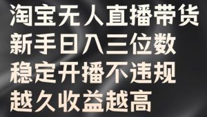 淘宝无人直播带货,新手日入三位数,稳定开播不违规,越久收益越高【揭秘】-赚钱驿站